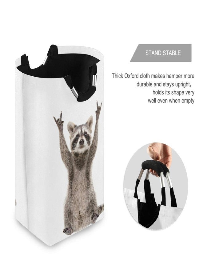 Tarity Funny Rock Raccoon Laundry Hamper 52L Large Laundry Baskets Oxford Collapsible Dirty Clothes Tote Storage Bag with Handles Foldable Washing Basket Bin for Bedroom Bathroom Closet, One size - Image 3