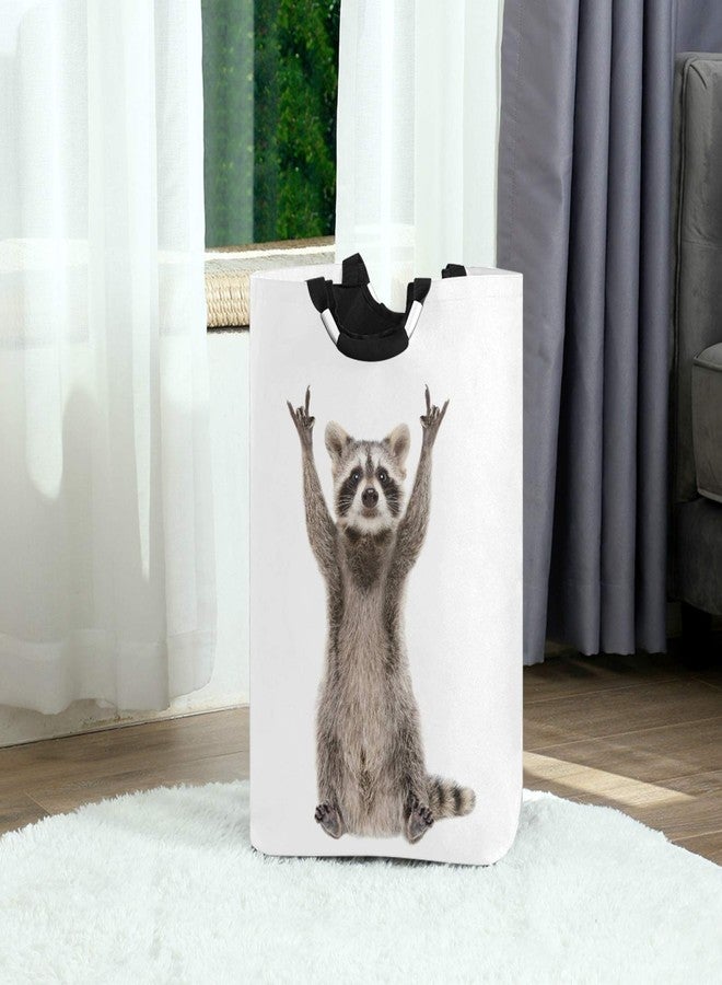 Tarity Funny Rock Raccoon Laundry Hamper 52L Large Laundry Baskets Oxford Collapsible Dirty Clothes Tote Storage Bag with Handles Foldable Washing Basket Bin for Bedroom Bathroom Closet, One size - Image 2