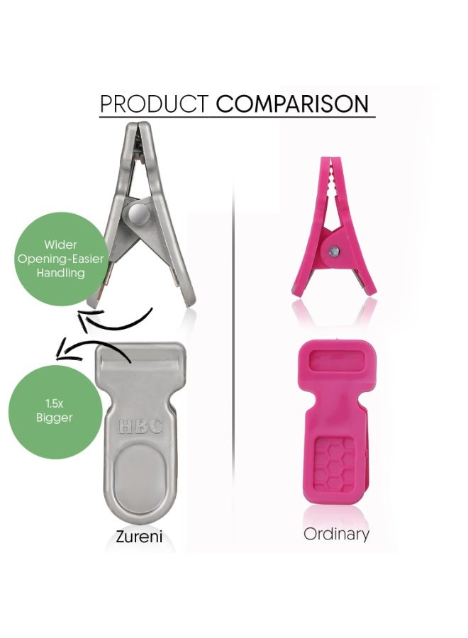 زوريني مشابك ملابس Zureni شديدة التحمل متعددة الأغراض، مشابك غسيل محكمة الإمساك مع نوابض، مجموعة مشابك ملابس تجفيف بالهواء للاستخدام في الشرفة والاستخدام الخارجي - (عبوة من 12 قطعة، لون عشوائي) - Image 3