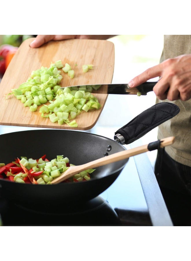 كيلا 4 قطع أغطية لأغطية مقابض المقالي مصنوعة من الحديد الزهر غطاء مقبض من الحديد الزهر مقاوم للحرارة ومانع للانزلاق قفاز حامل المقلاة لأدوات المطبخ - Image 2