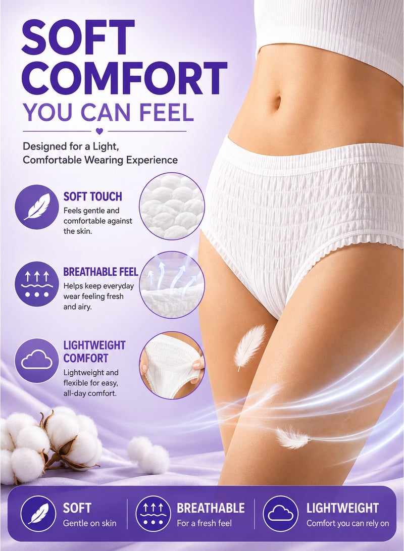 MISECR 20 Pack Disposable Period Pants for Sanitary Protection, 20 Count Sanitary Pads Pant Style, Protective Underware for Women, Large Pull Ups - Image 2
