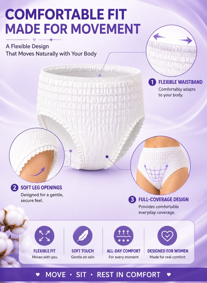 MISECR 20 Pack Disposable Period Pants for Sanitary Protection, 20 Count Sanitary Pads Pant Style, Protective Underware for Women, Large Pull Ups - Image 3