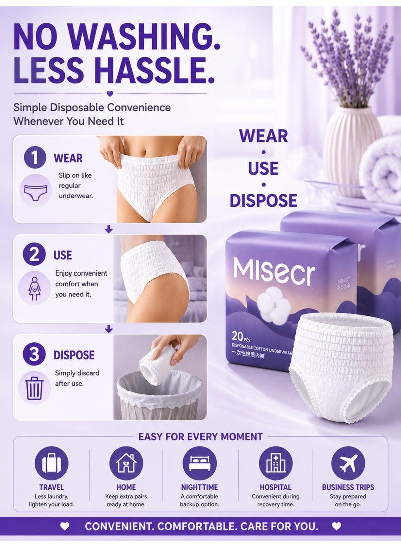 MISECR 20 Pack Disposable Period Pants for Sanitary Protection, 20 Count Sanitary Pads Pant Style, Protective Underware for Women, Large Pull Ups - Image 4