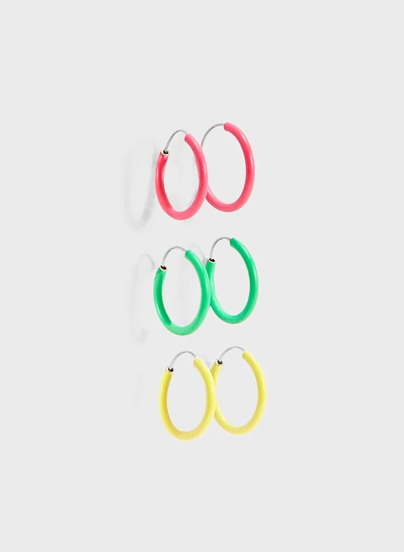 FOREVER 21 Tiny Neon Hoop Earrings Set