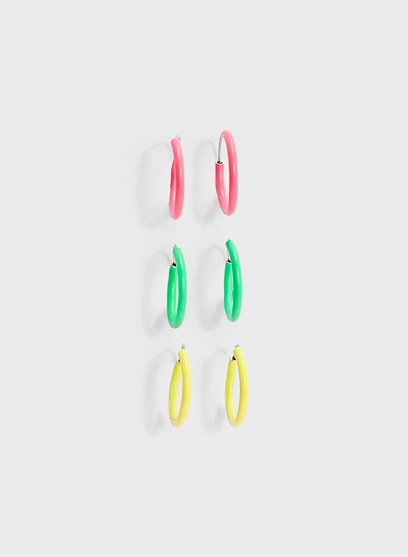 FOREVER 21 Tiny Neon Hoop Earrings Set