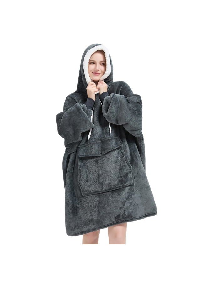 Qeils Wearable Blanket Hoodie for Women and Men, Oversized Wearable Blanket Sweatshirt, Warm Flannel Blanket with Sleeves and Giant Pocket, Comfortable Lounging Pullover for Adults Mom Wife Girlfriend - Image 1