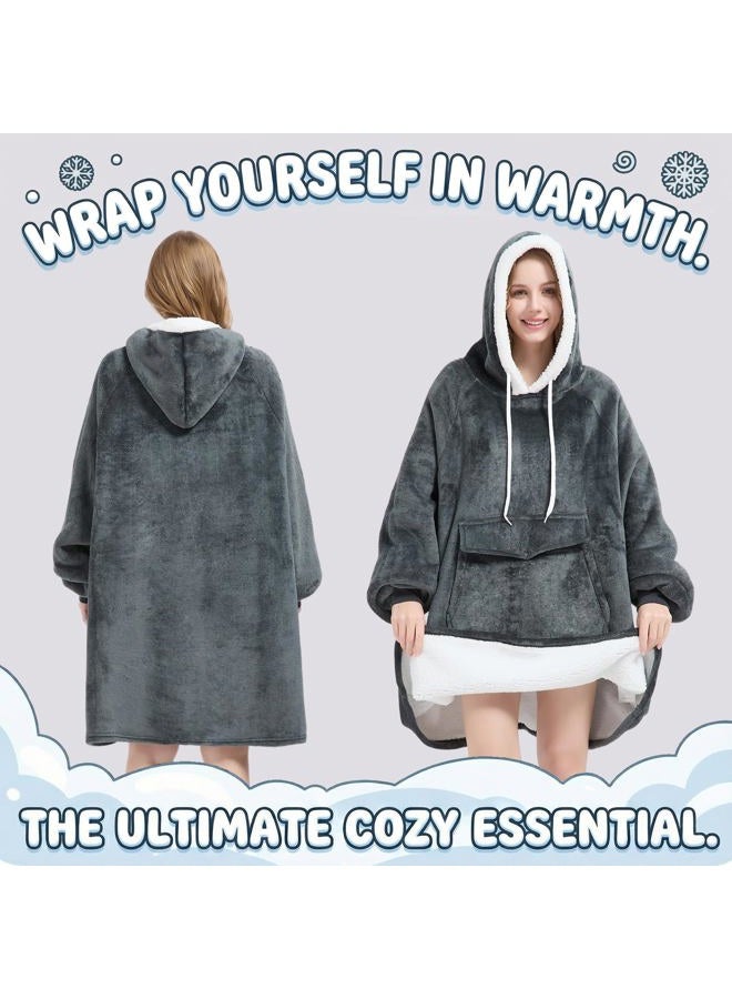 Qeils Wearable Blanket Hoodie for Women and Men, Oversized Wearable Blanket Sweatshirt, Warm Flannel Blanket with Sleeves and Giant Pocket, Comfortable Lounging Pullover for Adults Mom Wife Girlfriend - Image 5