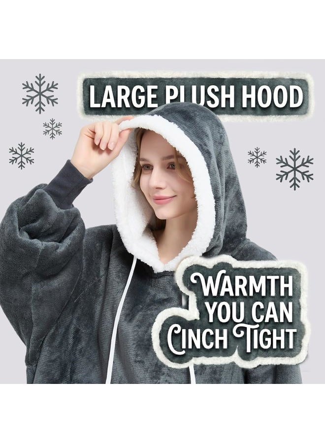 Qeils Wearable Blanket Hoodie for Women and Men, Oversized Wearable Blanket Sweatshirt, Warm Flannel Blanket with Sleeves and Giant Pocket, Comfortable Lounging Pullover for Adults Mom Wife Girlfriend - Image 3