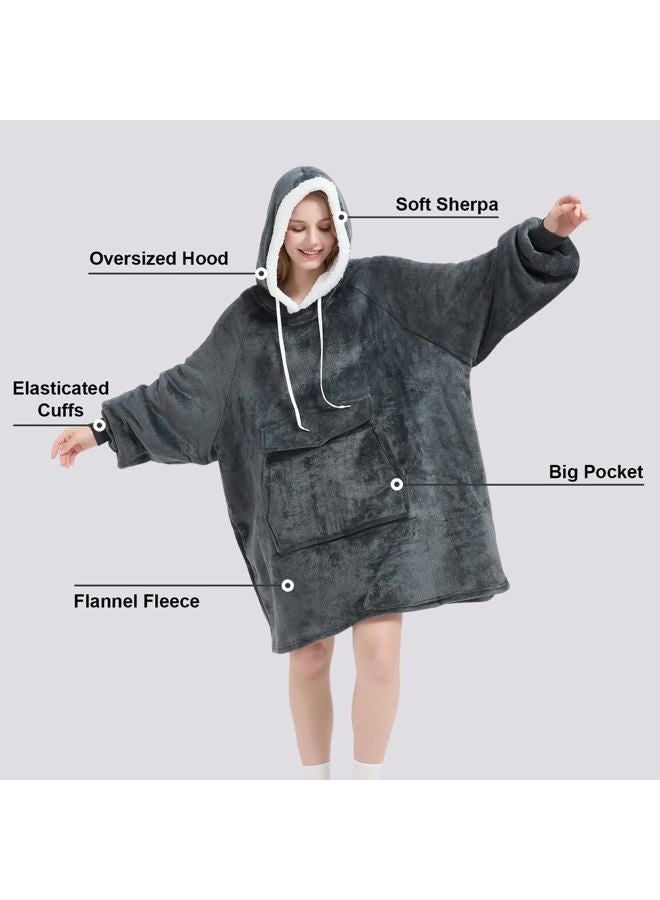 Qeils Wearable Blanket Hoodie for Women and Men, Oversized Wearable Blanket Sweatshirt, Warm Flannel Blanket with Sleeves and Giant Pocket, Comfortable Lounging Pullover for Adults Mom Wife Girlfriend - Image 4