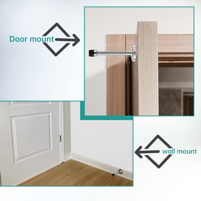 JZS Door Stops, Brushed Satin Door Stopper Mute Solid Rigid Door Stop with No Odor Rubber Tip, Heavy Duty Nickel Rubber Door Holder, Black Doorstops (4 Pack, Silver, 12CM) - Image 4