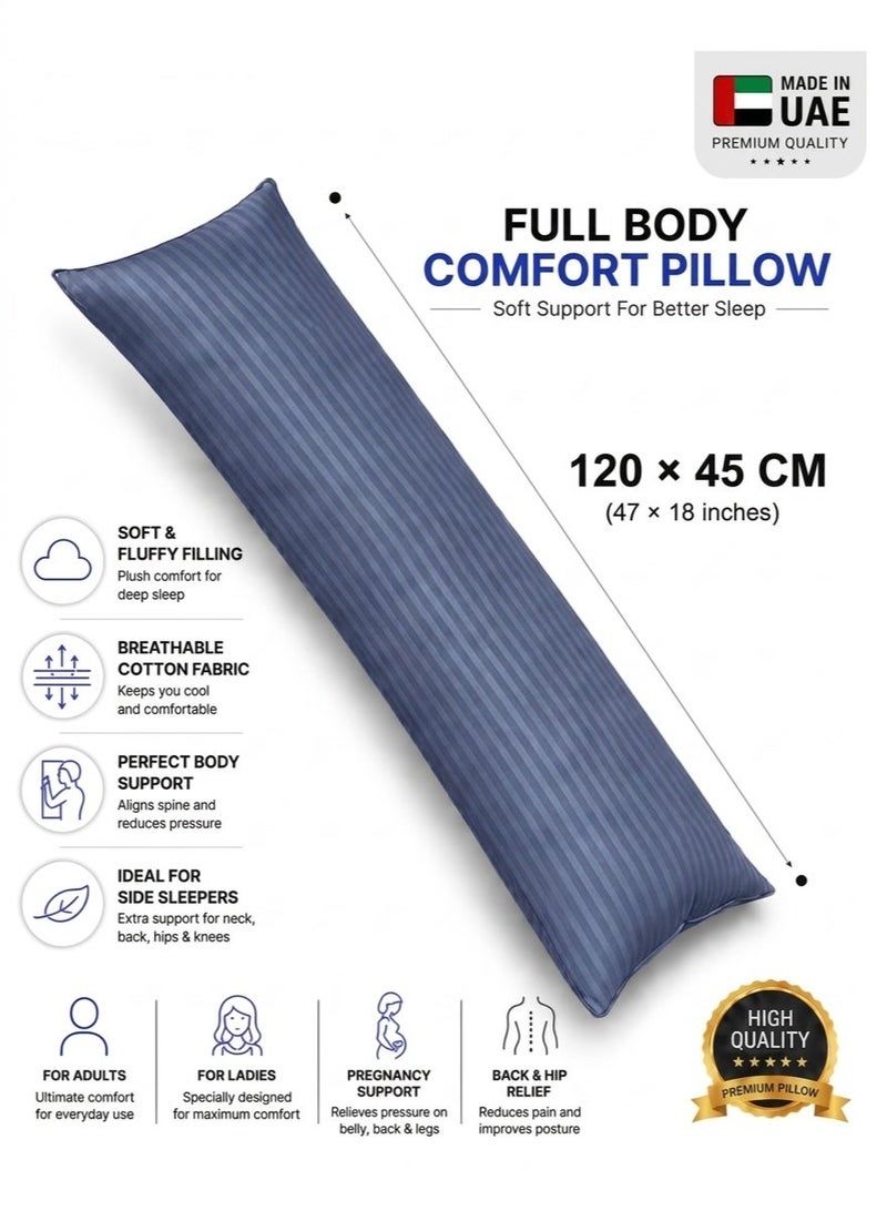 ZEESQUARE Premium Full Body Pillow for Adults 120x45 cm – Ultra Soft Pregnancy Pillow, Long Body Support Cushion for Side Sleepers, Breathable Polyester Fiber Filling with Cotton Cover, Sleeping Hug Pillow for Back, Neck & Leg Support, Multi-Color - Image 2