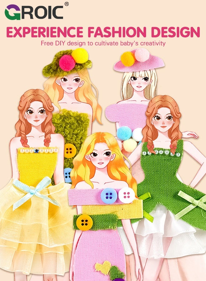 GROIC Princess DIY Fashion Design Kit for Girls No-Sew Clothing Creation Toy, Art Educational Gift for Kids Ages 6+ - Image 3
