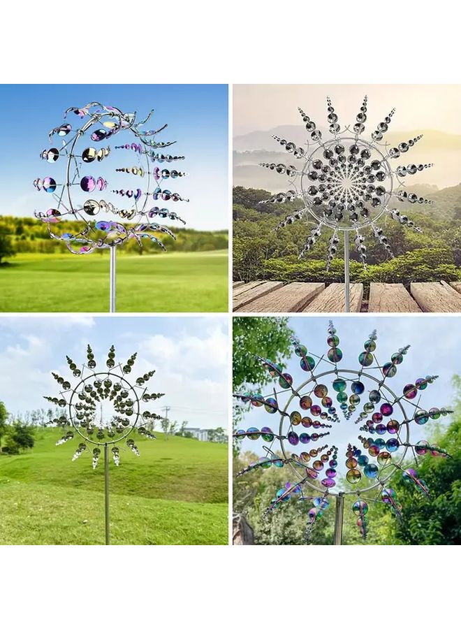 Colored Windmill Kinetic Metal Wind Turbine 360 Rotating For Outdoor Garden Yard - Image 5