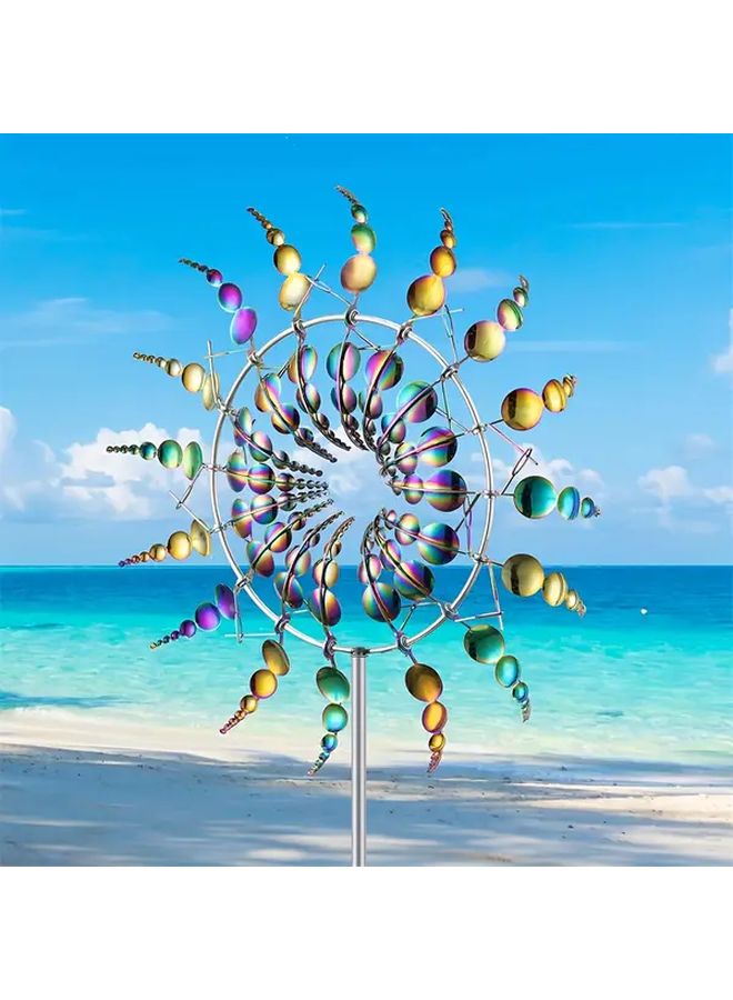Colored Windmill Kinetic Metal Wind Turbine 360 Rotating For Outdoor Garden Yard - Image 1