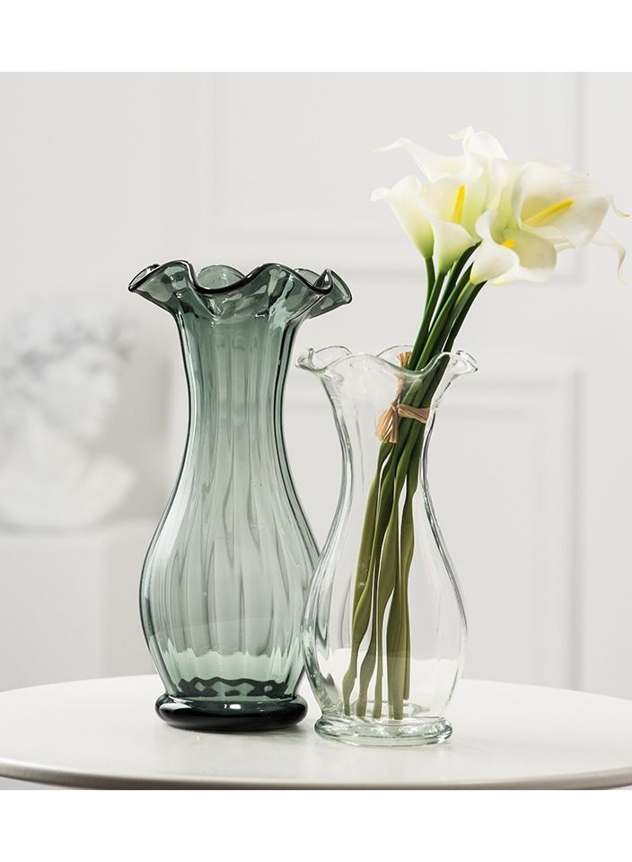 LINGWEI Crystal Flower Glass Vase Clear Bottle Centerpieces Table Decorative Glass Vase - Image 2