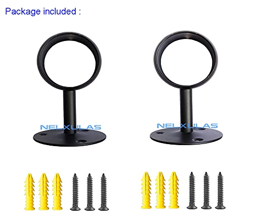 NELXULAS Stainless Steel Heavy Duty Closet Rod,Curtain Rod End Supports Socket with Matching Screws (2 INCH, Black) - Image 3