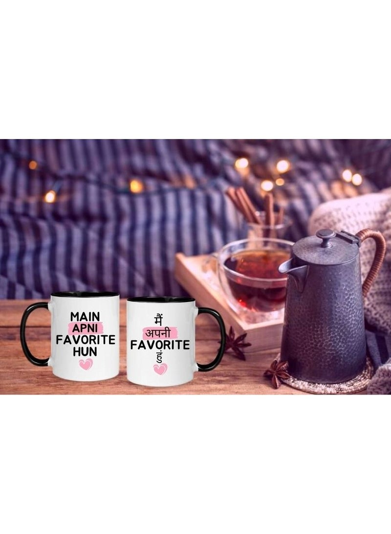 إم إي سي كوب قهوة مطبوع عليه تصميم مضحك مفضل بمقبض أسود سعة 11 أونصة - Image 4