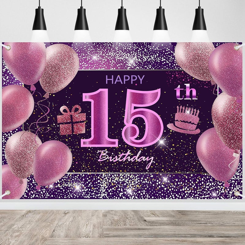 IMISI 15th Birthday Decorations Banner - Image 1