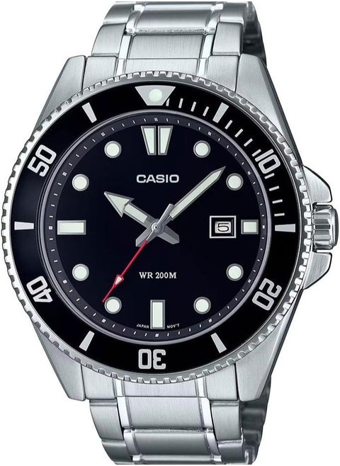 Casio Men's Dive - MDV-107D-1A1VDF Men's, Black Dial, Silver Band