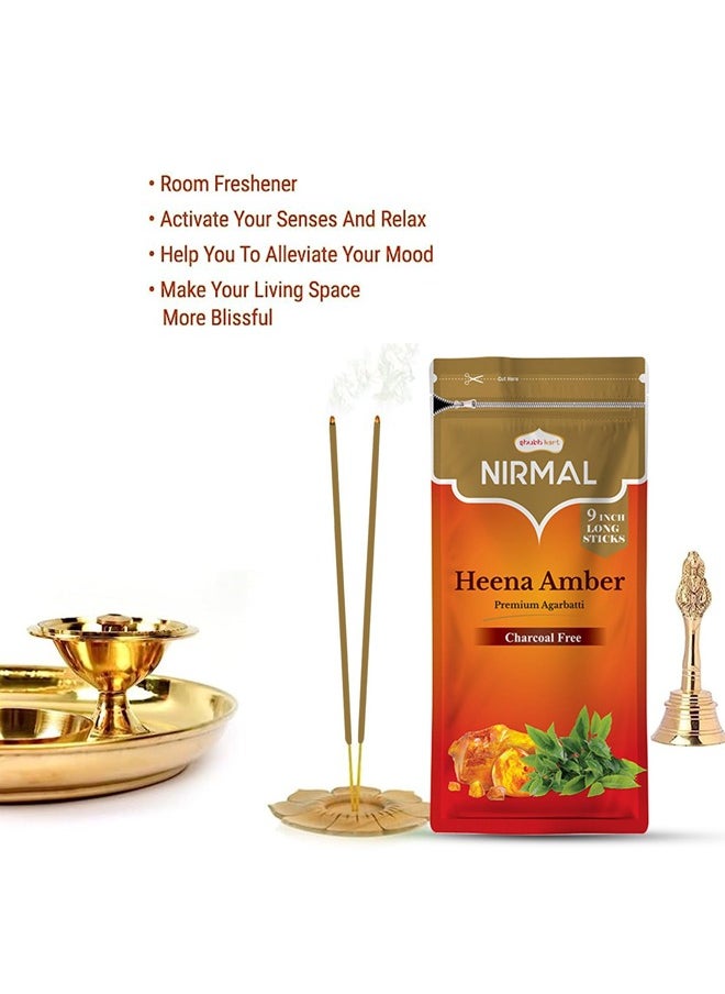 Nirmal Shubhkart Nirmal Agarwood Incense Sticks - Pack of 2 Incense, 200 Sticks Heena Amber Incense Sticks Aromatherapy, Yoga, Mindful Meditation  - Image 3