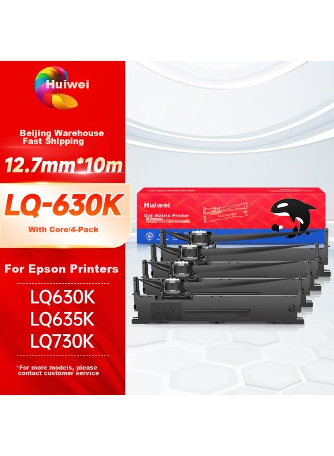 Huiwei Lq630k/lq730k Ribbon Cartridge 4-pack, Compatible With Epson Lq630k Lq635k Lq730k Lq735k Ii Lq80kf Printers - Image 1