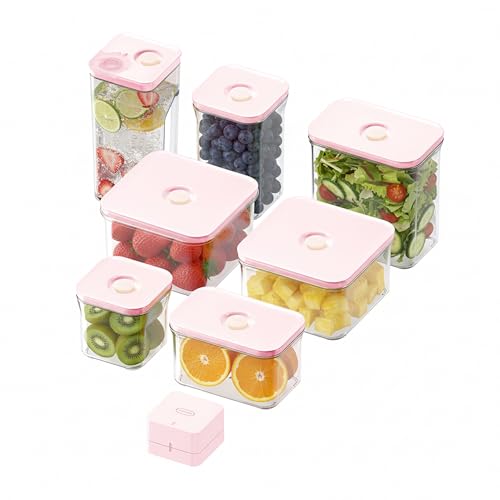 VAKUEN Premium Airtight Food Storage Containers ROSE 8PSET 6pcs Container 1pcs Water Pitcher and Vacuum Sealer Patented Double Silicone Lining 100 Leak Proof BPAFREE - Image 1