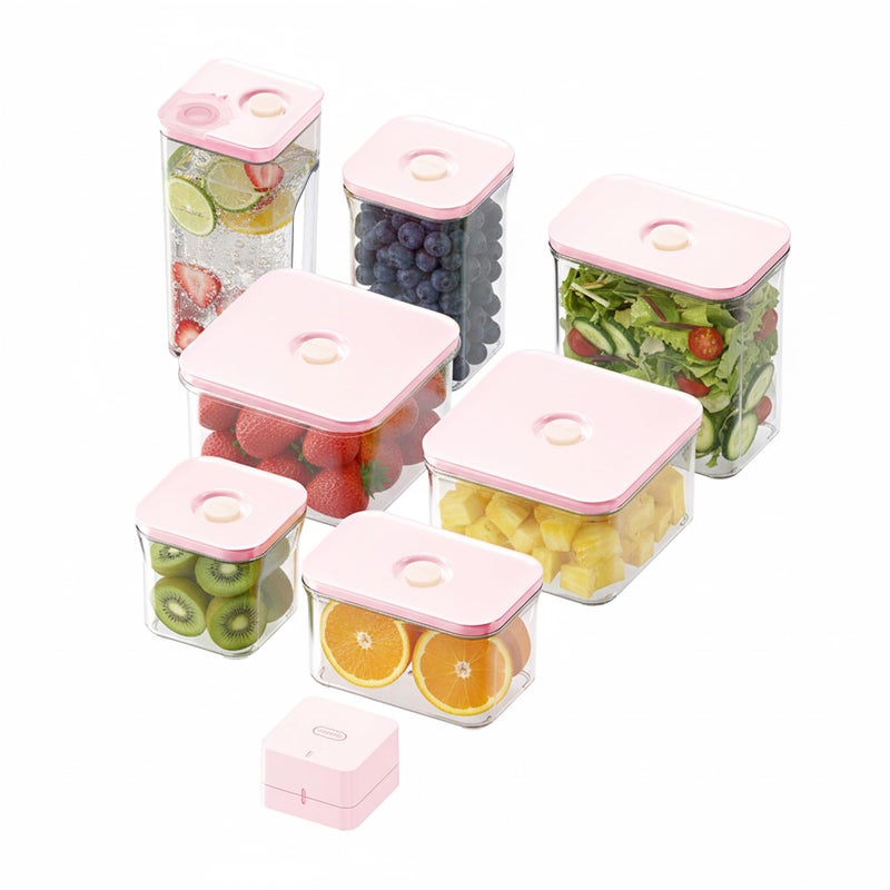 VAKUEN Premium Airtight Food Storage Containers ROSE 8PSET 6pcs Container 1pcs Water Pitcher and Vacuum Sealer Patented Double Silicone Lining 100 Leak Proof BPAFREE - Image 2