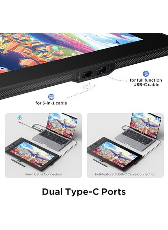 Ugee UE16 15.4" Drawing Tablet with Screen | Full-Laminated 143% sRGB Display, Battery-Free Stylus with 16K Pressure Sensitivity, 8+1 Hotkeys | Graphic Drawing Pad - Image 3