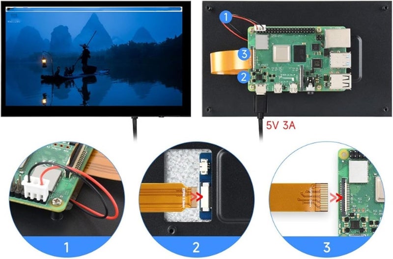 VBESTLIFE 7 Inch Touch Screen IPS DSI Display, 1024600 Resolution, 5 Point Touch Capacitive Screen, Compatible with for RPI - Image 5