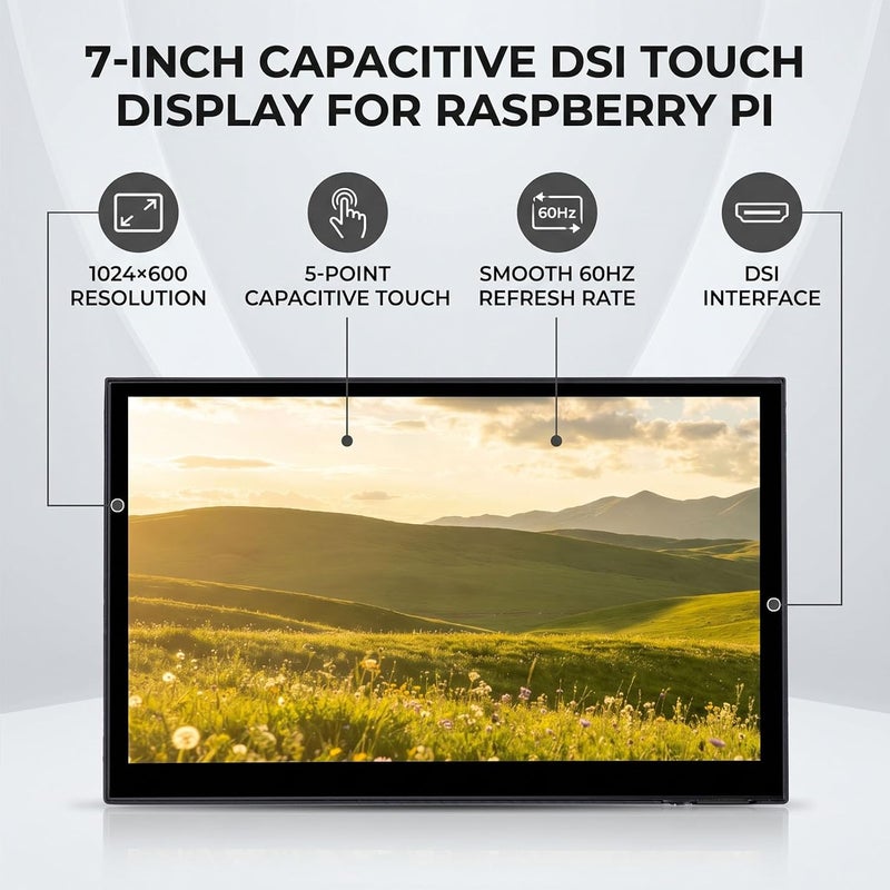 VBESTLIFE 7 Inch Touch Screen IPS DSI Display, 1024600 Resolution, 5 Point Touch Capacitive Screen, Compatible with for RPI - Image 2