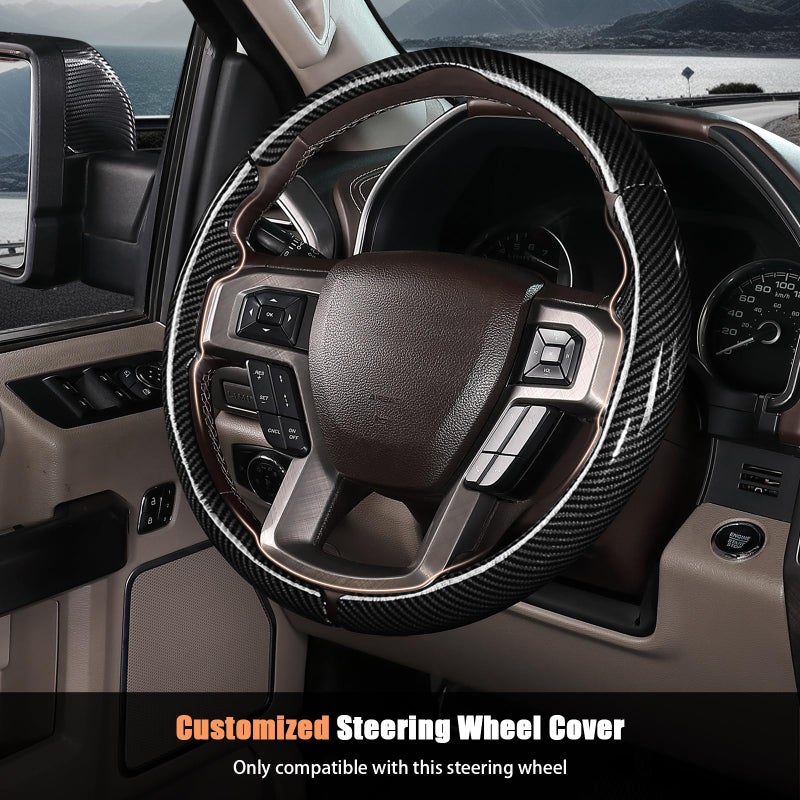 Aimato Steering Wheel Cover for Ford F150 2015-2020/F250 2017-2021/F350 2017-2021/F450 2017-2021/F550 2017-2021/Ford Expedition 2018-2021 Custom-fit Car Steering Wheel Cover for Ford Steering Wheel Protector - Image 2