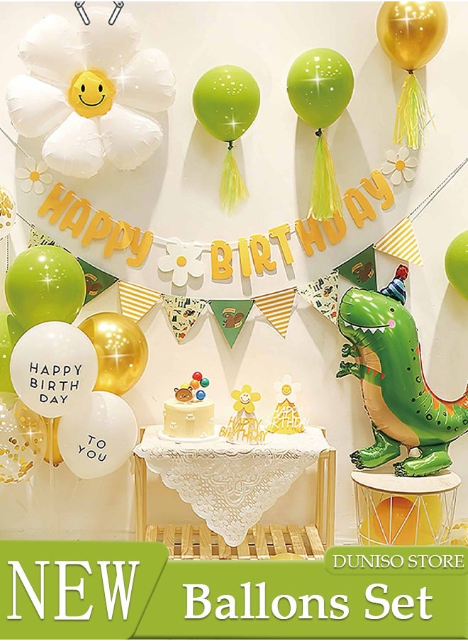 DUNISO - Dinosaur Theme Birthday Decorations for Adult and Kids Happy Birthday Party Decorations Happy Birthday Banner and Balloon Birthday Balloon Letters - Image 1