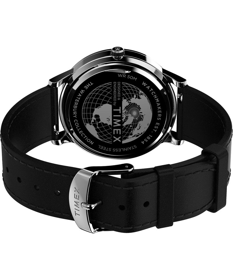 TIMEX ساعة تيمكس للرجال ووتربوري كلاسيك 40 مم - حزام أسود قرص رمادي علبة من الفولاذ المقاوم للصدأ - Image 2