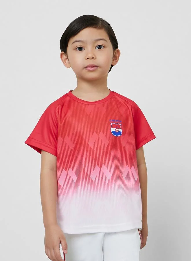 Styli Kids Croatia Print Jersey T-Shirt and Shorts FIFA Football Set