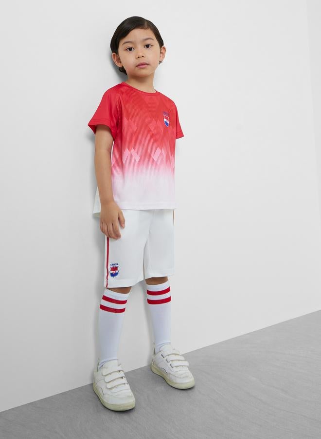 Styli Kids Croatia Print Jersey T-Shirt and Shorts FIFA Football Set - Image 1