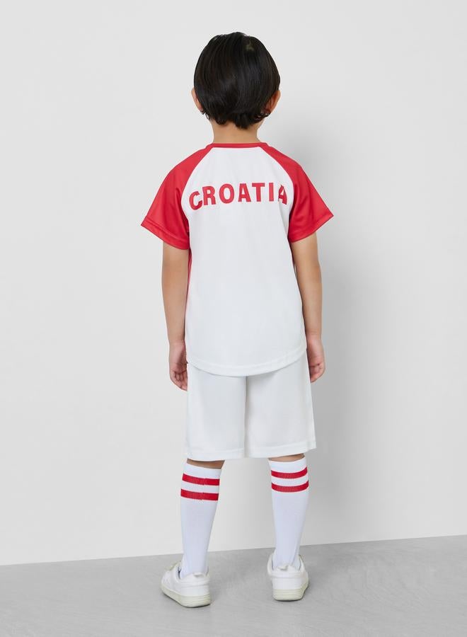 Styli Kids Croatia Print Jersey T-Shirt and Shorts FIFA Football Set - Image 3