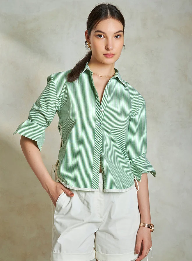 فيرجيو قميص فيرجيو قطن 100% مخطط مع ربطة جانبية