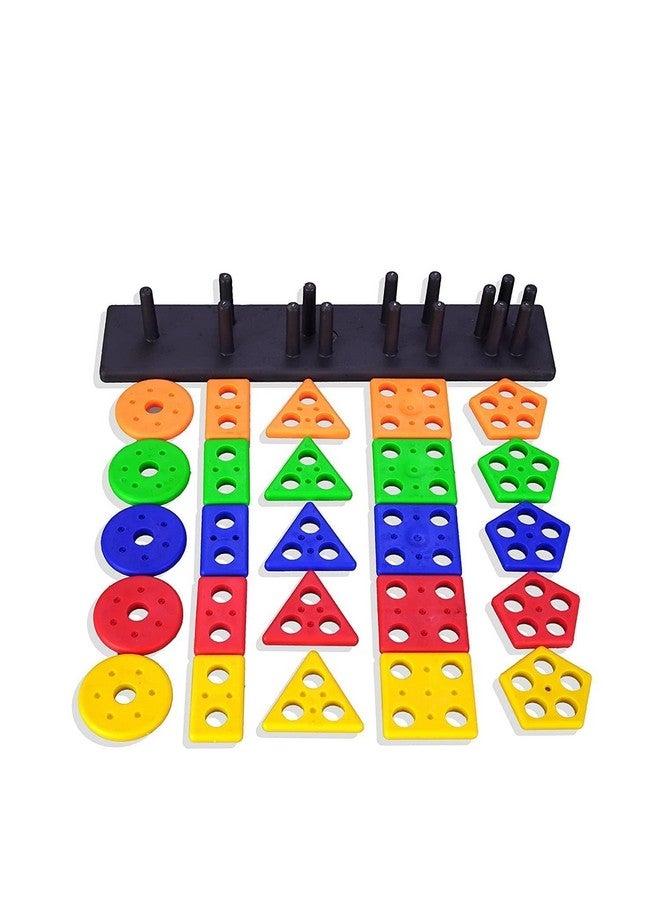 INKULTURE Geometric Stacker Shape Sorter Blocks, Educational Intelligence Early Learning Column Puzzle Stacking Toy Set for Toddler Kids Boys & Girls | Multicolour | Pack of 01 - Image 4