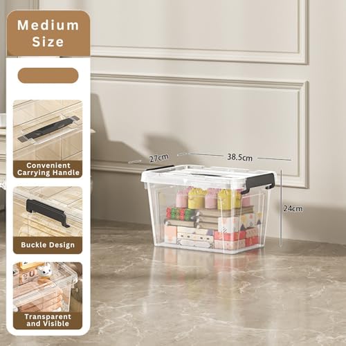 HoopVool® Multipurpose Plastic Storage Container Box – Sturdy and Versatile Home Organizer, Available in Multiple Size. (HEAVY TRANSPARENT, HEAVY TRANS MEDIUM- 15X10.6X9.4 INCH, PACK OF - 1) - Image 2
