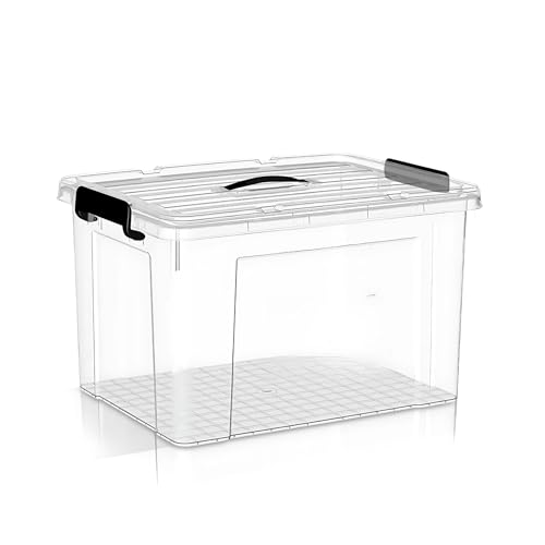 HoopVool® Multipurpose Plastic Storage Container Box – Sturdy and Versatile Home Organizer, Available in Multiple Size. (HEAVY TRANSPARENT, HEAVY TRANS MEDIUM- 15X10.6X9.4 INCH, PACK OF - 1) - Image 1