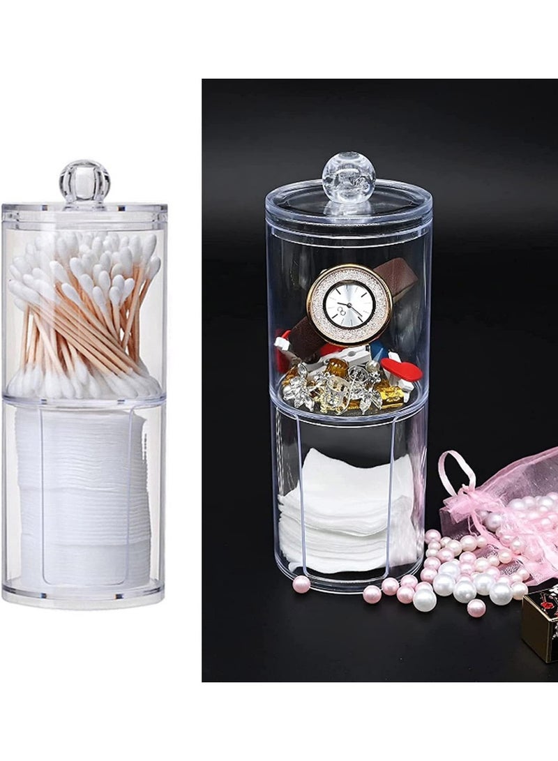 حامل أعواد قطنية أكريليك شفاف 2 في 1، حامل وسادات قطنية أكريليك شفاف، حامل أعواد قطنية، موزع وسادات مكياج مع غطاء منظم مكياج أكريليك متعدد الأغراض لحمل مستحضرات التجميل - Image 4