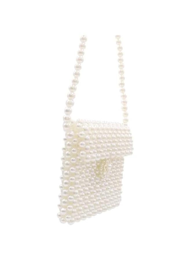 White Pearl Purse Shoulder Bag for Women Girls Purse Pearl Beaded Clutch for Prom Wedding Date,Flap Evening Bag 6# - Image 5