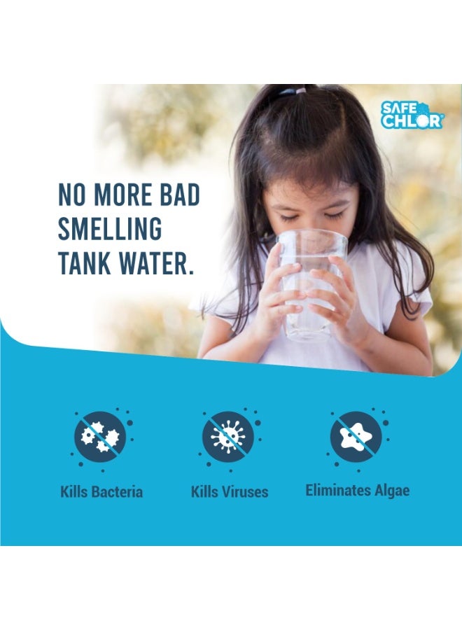 Safe Chlor Tab 20 | Chlorine Tablets for Watercan of 20 Ltrs, | Kills Germs, Prevents Algae | Water Purification Tablets | 1 tablet to treat 20 liters | Pack of 120 Tablets for 2400 Ltrs - Image 2