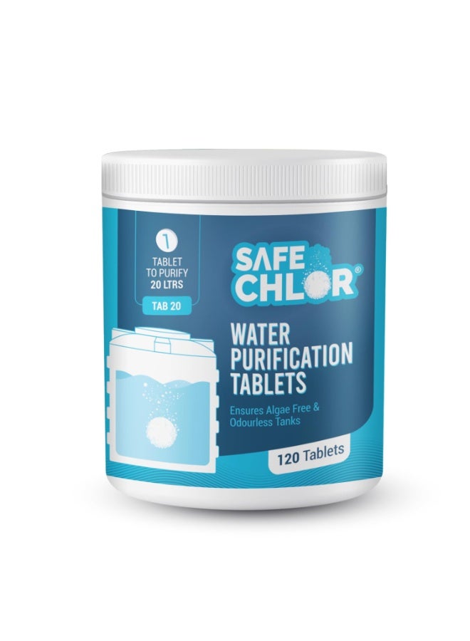 Safe Chlor Tab 20 | Chlorine Tablets for Watercan of 20 Ltrs, | Kills Germs, Prevents Algae | Water Purification Tablets | 1 tablet to treat 20 liters | Pack of 120 Tablets for 2400 Ltrs - Image 3