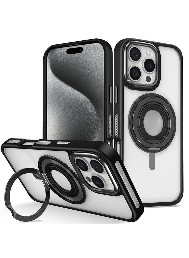 اس-توب جراب لهاتف iPhone 15 Pro Max، جراب شفاف بحلقة من السيليكون يدور 360 درجة، جراب هاتف - Image 1