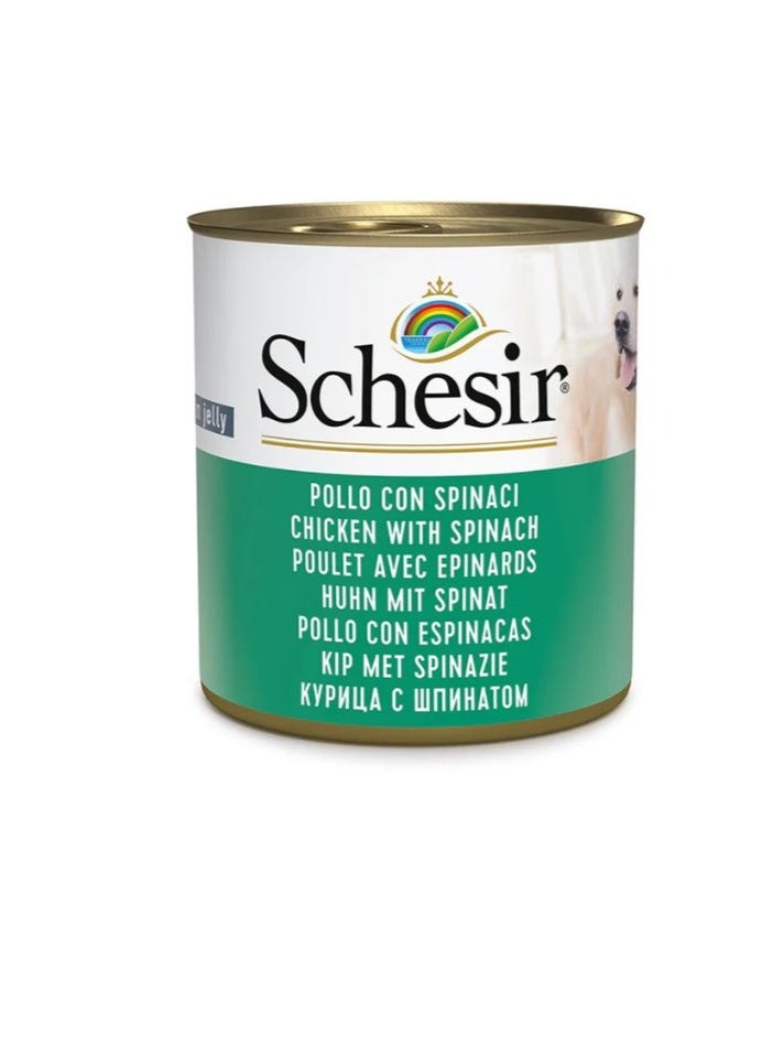 شيسر شيزير طعام كلاب رطب في الجيلي – دجاج مع سبانخ 285 جم [الحد الأدنى للطلب: 16 قطعة] - Image 1