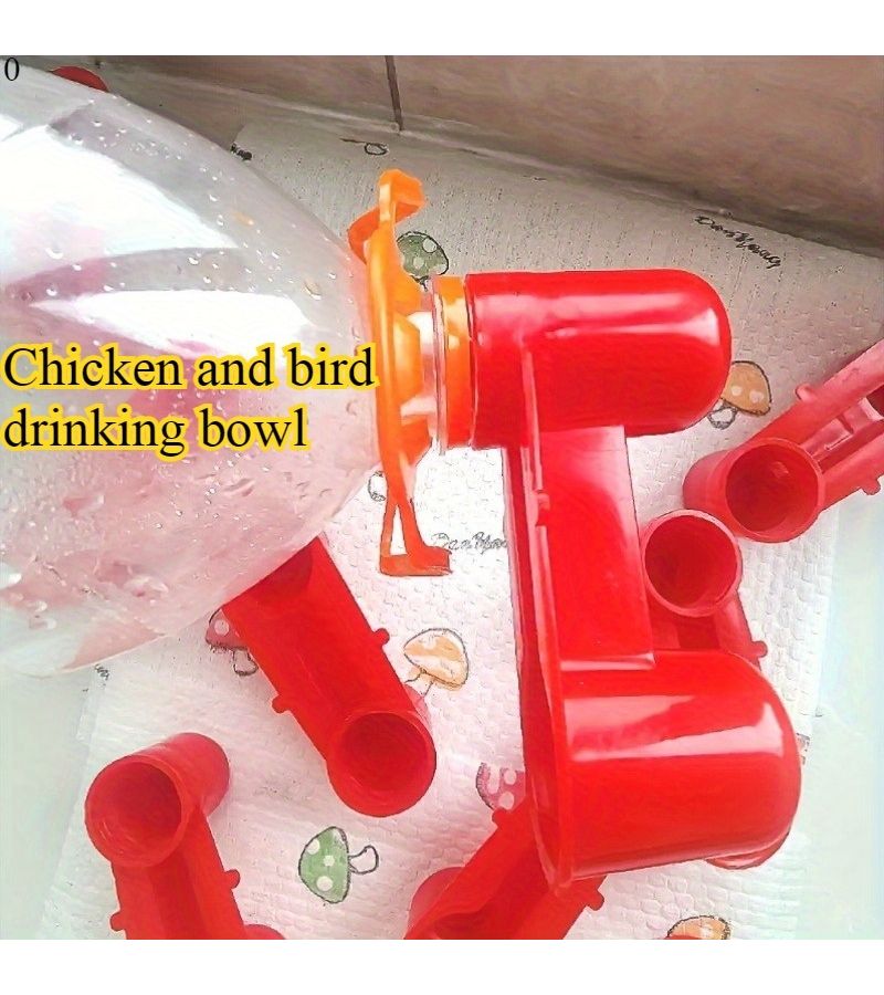 Red 5pcs Automatic Waterer For Pigeons Chickens Birds Double Port Water Feeder - Image 1