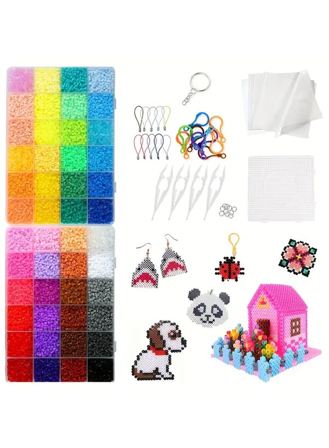 طقم خرز فيوز بلاستيكي أزرق 5 مم 600 قطعة لصنع المجوهرات DIY مشروع فني تعليمي للتعلم المبكر هدية - Image 2