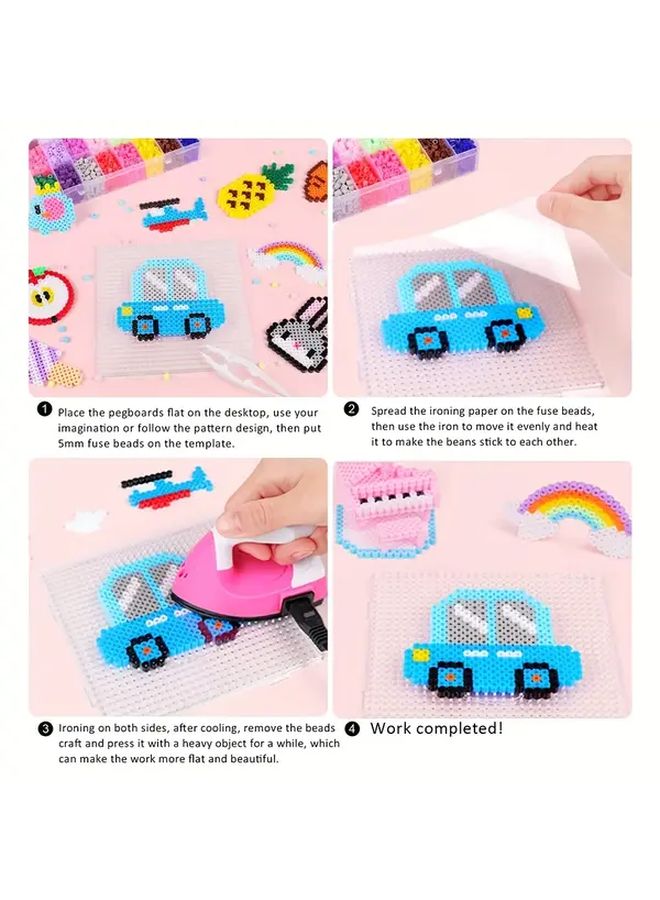 طقم خرز فيوز بلاستيكي أزرق 5 مم 600 قطعة لصنع المجوهرات DIY مشروع فني تعليمي للتعلم المبكر هدية - Image 4