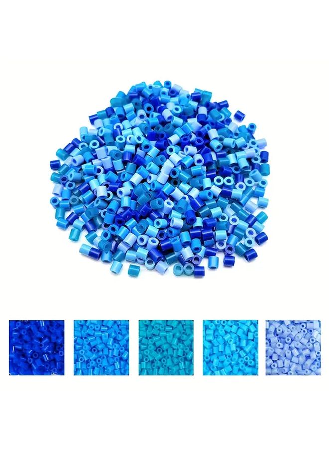 طقم خرز فيوز بلاستيكي أزرق 5 مم 600 قطعة لصنع المجوهرات DIY مشروع فني تعليمي للتعلم المبكر هدية - Image 1